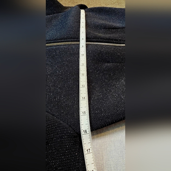 Forever 21 Dressy Black Shimmer Peplum Hem Scuba Sparkle Jacket - Size Medium - Picture 12 of 12